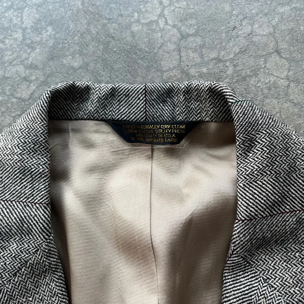 Dillards Racquet Club Mens Gray Herringbone Striped Blazer Sport Coat USA Made
